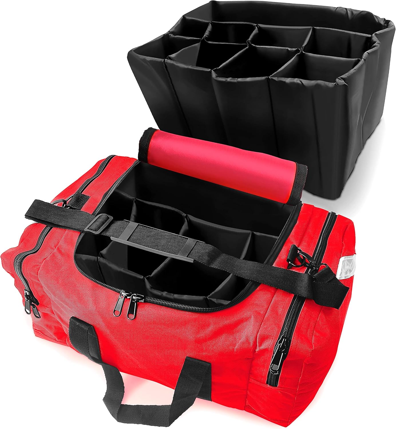 ASA TECHMED Large EMT First Responder Trauma Medical Bag Empty for Home 21x12x9 Inches, Office, School, EMTs, Paramedics, First Responders, Red