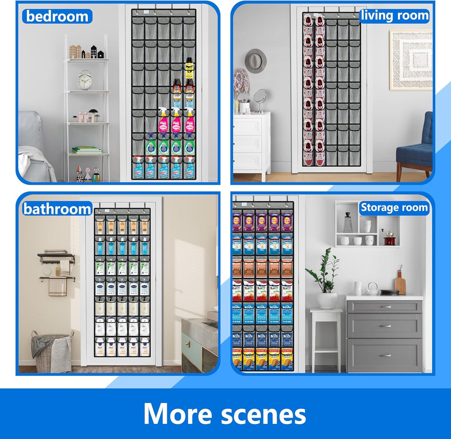 over the door shoe organizer,2025 upgraded,over door shoe organizer,35 Huge clear pockets,over door shoe organizer,Store size 13 shoes,hooks Suitable for various doors,Grey