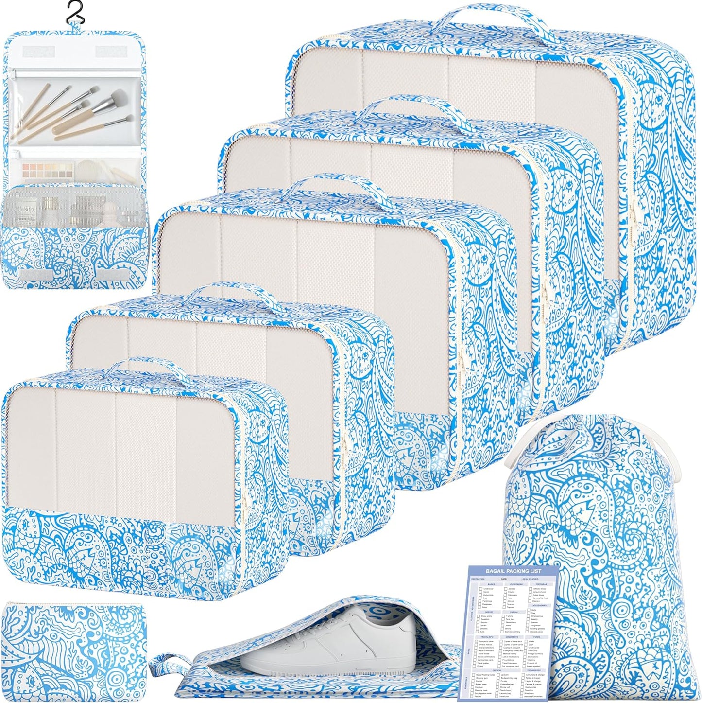 BAGAIL 9 Set Packing Cubes Luggage Packing Organizers for Travel Accessories