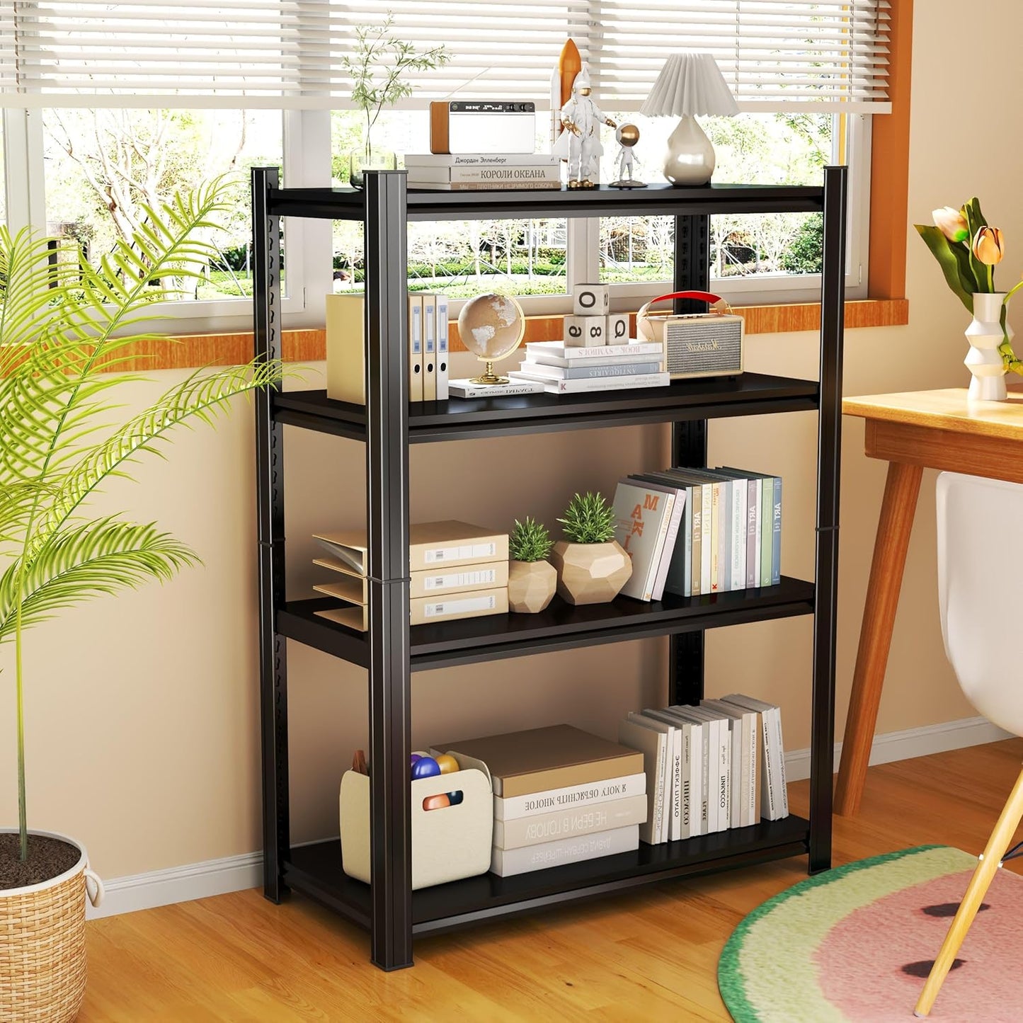 Garage Shelves,14-48''W Heavy-Duty Storage Shelves, Double-Layer Uprights, Thickened Shelves, Waterproof &Rustproof, Suitable for Indoor & Outdoor Use.