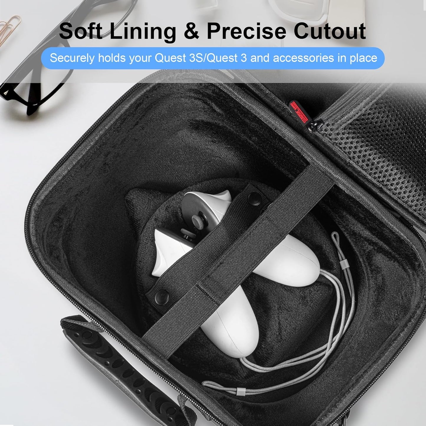 Large Hard Travel Case for Meta Quest 3/Quest 3S, Compatible with BOBOVR S3 Pro/Kiwi Design Battery Head Strap, Controllers & Accessories, Portable Carrying Case for Oculus Quest 3/3S Black