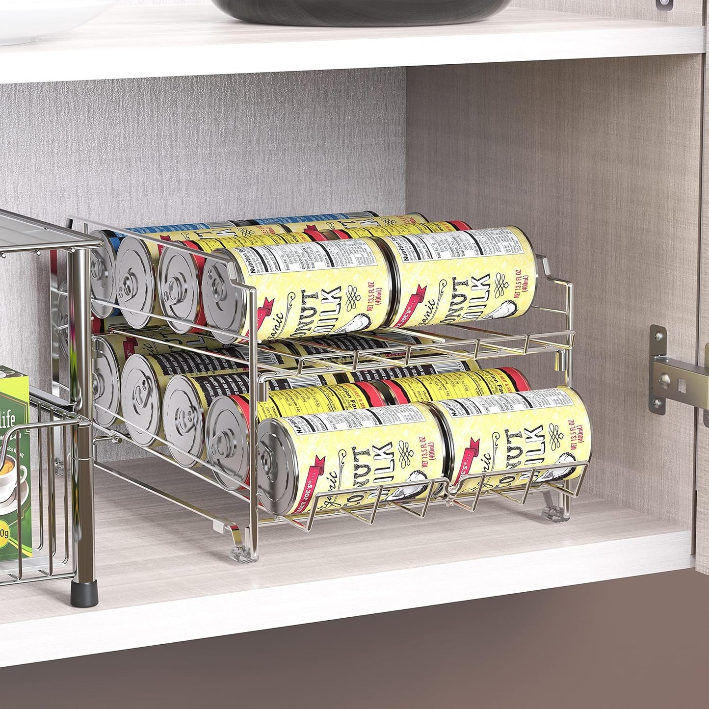 Simple Houseware Dual Row Front Loading Can Dispenser, Chrome