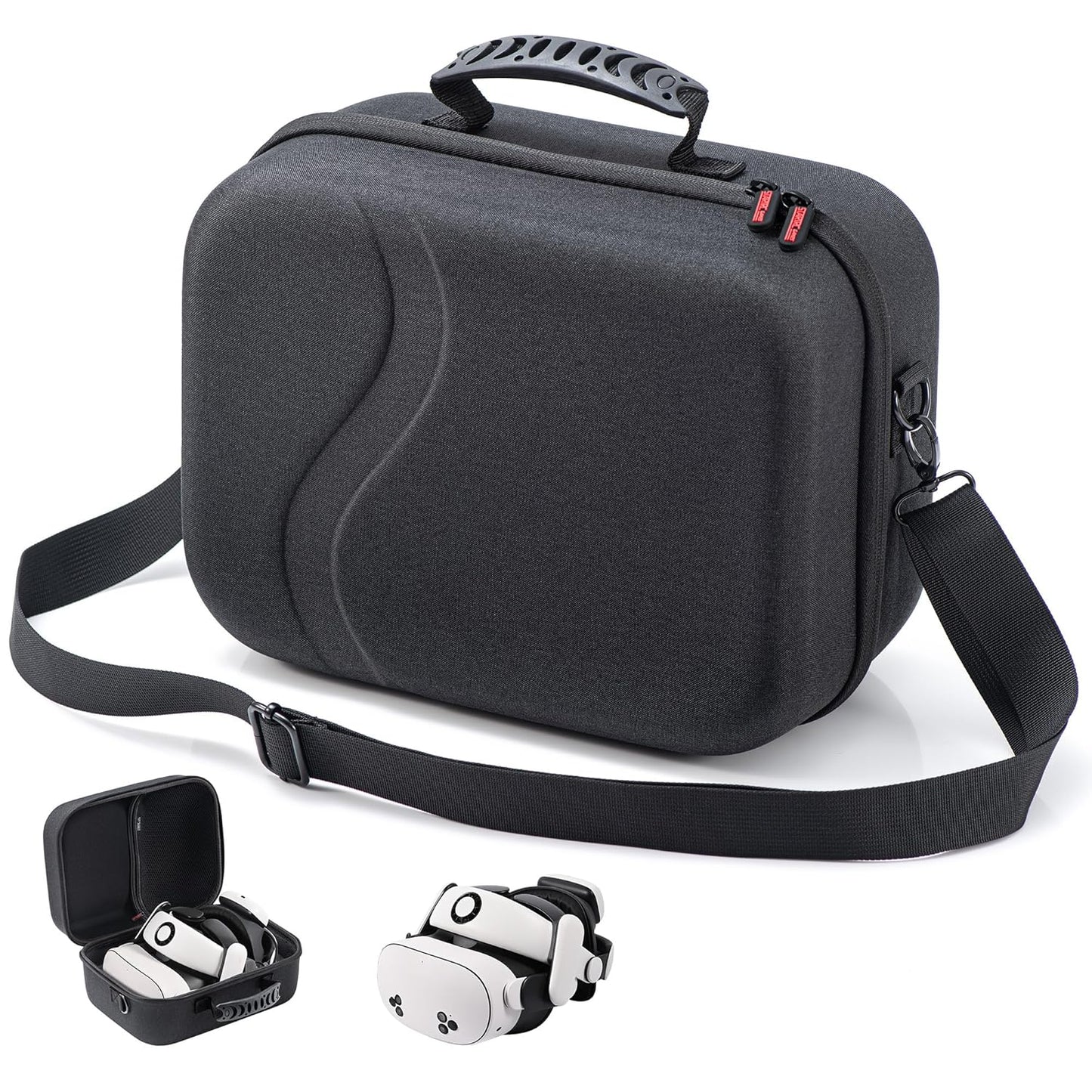 Large Hard Travel Case for Meta Quest 3/Quest 3S, Compatible with BOBOVR S3 Pro/Kiwi Design Battery Head Strap, Controllers & Accessories, Portable Carrying Case for Oculus Quest 3/3S Black