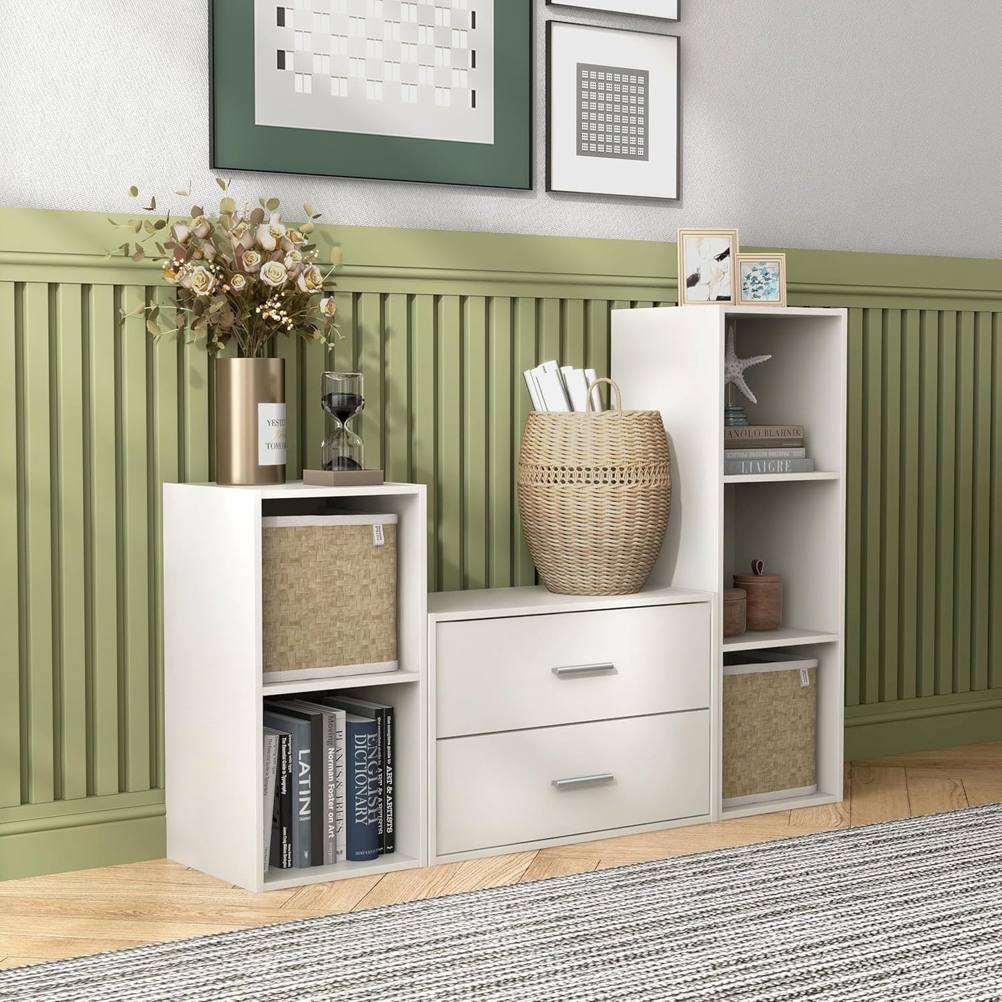 Homes: Inside + Out Apexa 2-Drawer Wooden Stackable Storage Drawers, Small Food Pantry Cabinet, Cajonera De Madera, Underbed Drawer Dorm Teen Room Decor & Bedroom, Home Office, Kitchen, White