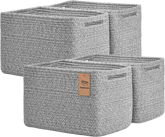 Storage Baskets for Organizing, 4 Pack Storage Baskets for Shelves, Woven Basket for Shelves, Closet Organization, Rectangle Organizer Basket Gifts Empty, 13"Lx8.7"Wx7.9"H Decorative Bins with Handles