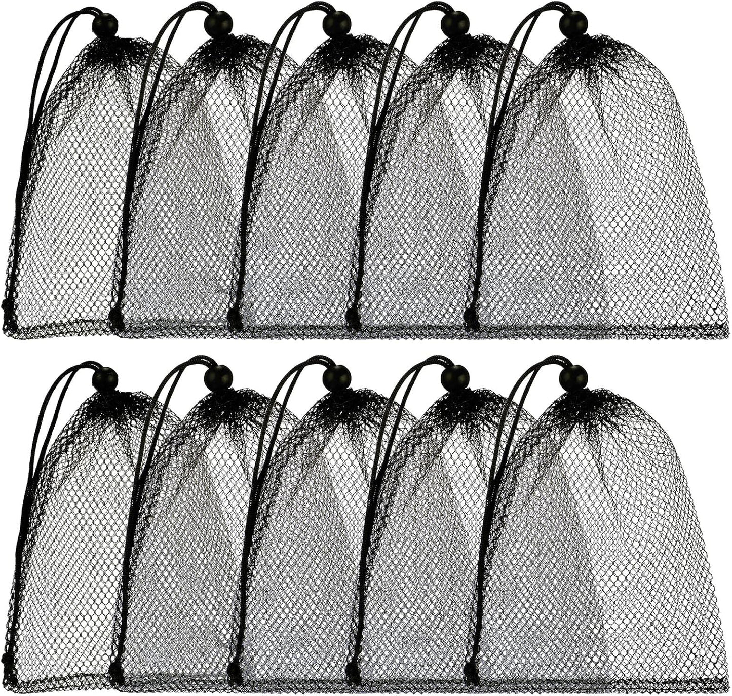 TecUnite 10 Pcs Mesh Bags Drawstring Laundry Bags Large Nylon Mesh Gift Dishwasher Bag with Sliding Drawstring for Kitchen Jewelry Gifts Wedding Favor Home(5.5 x 7.5 Inch,Black)