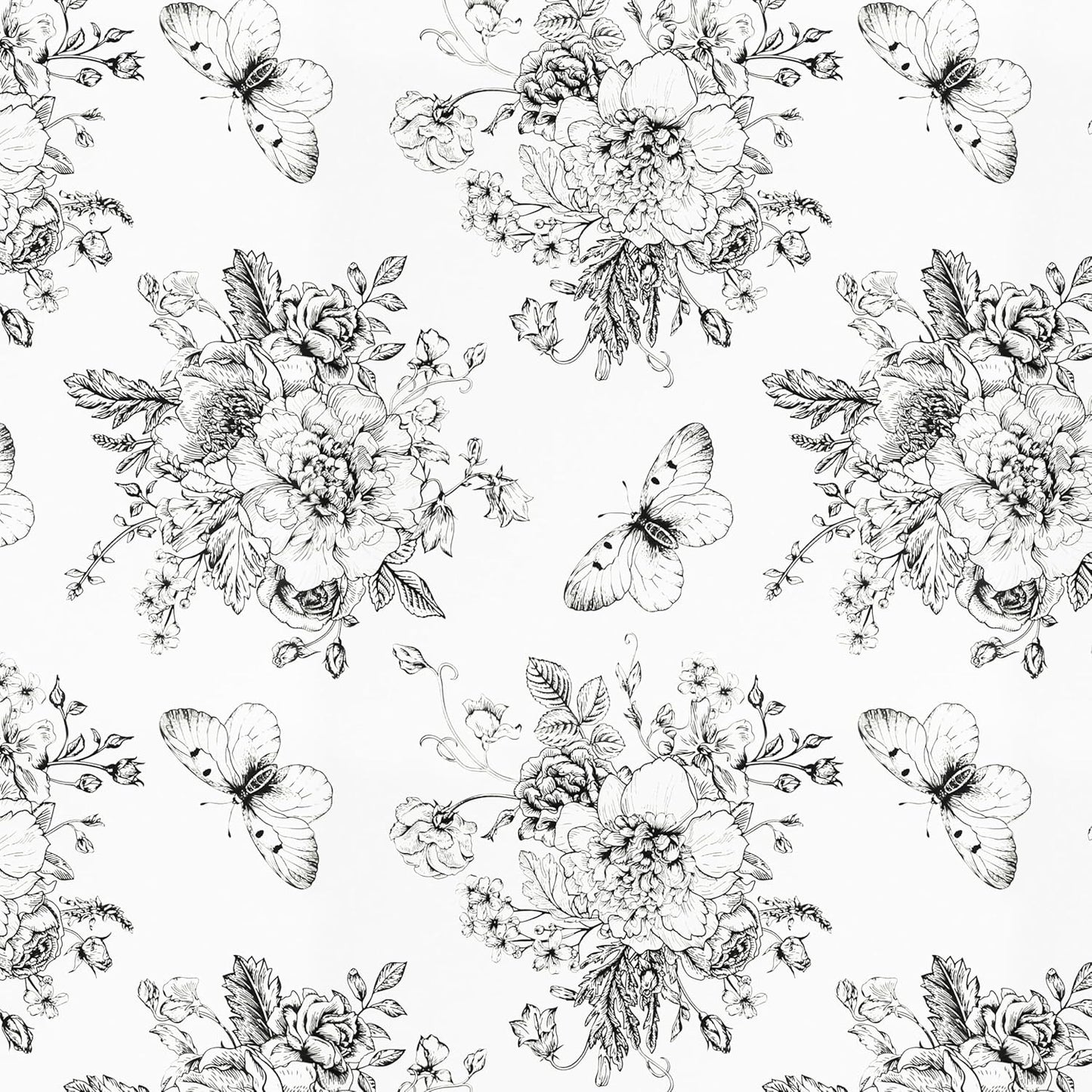 17.7In X 197In Self Adhesive Shelf Liner for Kitchen Bedroom Cabinets Dresser Drawer Liner Floral and Butterfly Waterproof Vinyl Rolls